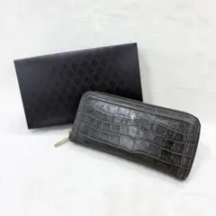 【未使用保管品】PATRICK COX 長財布 クロコ型押し チョコ　箱付きのサムネイル