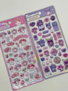 ①新品　クロミ×マイメロ　ドロップシール　3D立体シール 2枚セット