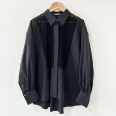 2026SS✨セオリーリュクス　レースコンビネーションシャツ ブラック　38