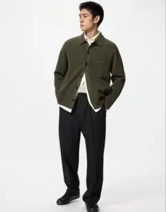 ユニクロ タックワイドパンツ メンズ L ブラック 黒 2023年モデル