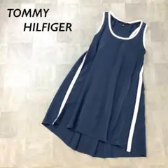 TOMMY HILFIGER ノースリーブ シアー ワンピース ネイビー