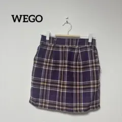 WEGO ミニタイトスカート 紫チェック 裏地　ポケット カジュアル