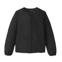 無印良品 軽量ダウンポケッタブルノーカラージャケット 婦人 黒 M