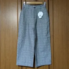 アースミュージック＆エコロジー　グレンチェック　コットン　やわらかワイドパンツ