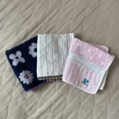 ハンカチ　3枚セット　ブランド　ドット　花柄　ストライプ　レディース　タオル