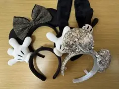 ミッキー・ミニー耳付きカチューシャセット