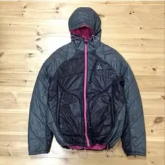 美品　00s adidas ダウン　フーディー　ドローコード　光沢　短丈　y2k