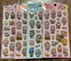 ぷくぷくシール　4枚セット　3D 立体シール　モンスター