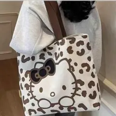 ハローキティ ヒョウ柄 トートバッグ　ブラウン