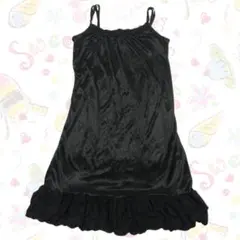 y2k フェアリーコア レース 2段フリル キャミワンピ ワンピース ブラック