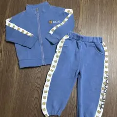 ベビー服 セットアップパーカー クマワンポイント ブルー M
