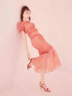 ✨美品✨　SNIDEL スナイデル　ランダムシャーリングスカート　S レッド