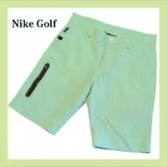 【美品】NIKE GOLF ショートパンツ 32インチ（M）グリーン系ストライプのサムネイル