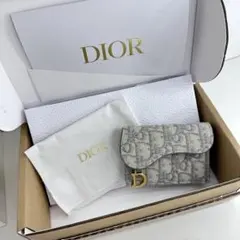 Dior SADDLE フラップ カードホルダー グレー