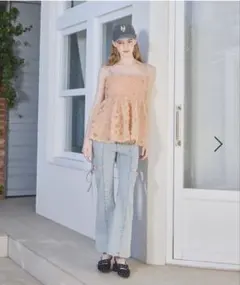 ヘザー　スリットタイト　デニムパンツ　S ライトブルー