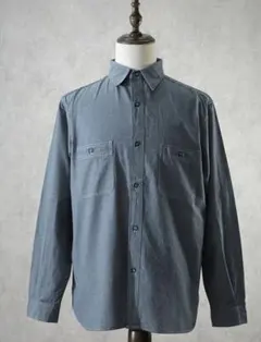米軍タイプ シャンブレーシャツ 無地 長袖 デニムシャツ ロングスリーブ