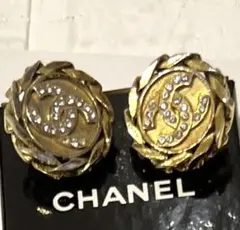 シャネル☆ココマーク　イヤリング　ヴィンテージ　ココロゴ ラインストーン