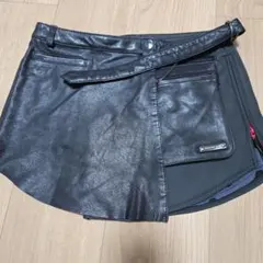レザーコンビ エプロン ブラックのサムネイル