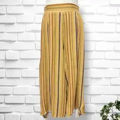 【オゾック】ストライプワイドレッグパンツ　ワイドパンツ　マルチストライプ