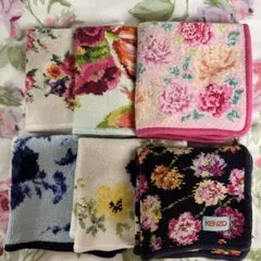 ♥︎ロイヤルコペンハーゲン他シェニール織り♡タオルハンカチ6枚セット♡used品