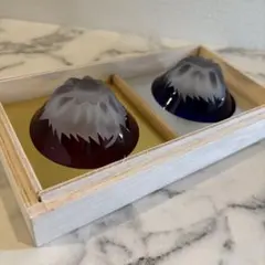 富士山　田島硝子 カップ 青赤 ペア 55ml 【経済大臣賞受賞】江戸硝子 新品