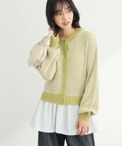 配色リブドッキングチュニック