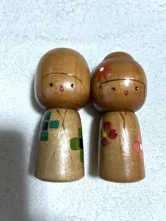豆こけし 2体セット 昭和レトロ 木製 ミニこけし 民芸品 - メルカリ