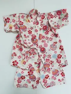女の子　甚平 90cm 花柄 綿100%