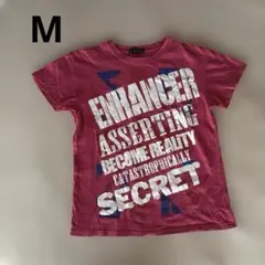 夏色！インパクトロゴTシャツ ピンク Mサイズ 古着感ある一着