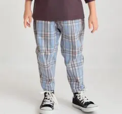 branshes チェック柄　ガーデナーテーパードロングパンツ 130cm