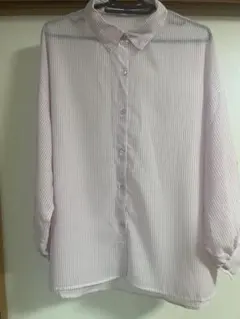 GRLストライプ柄シアーシャツ　ピンクdk954