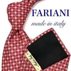 【大特価】FARIANI ネクタイ 格子柄 総柄 赤 レッド イタリア製のサムネイル