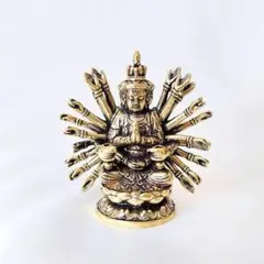 仏像 千手観音像 ミニ お守り 置物 インテリア雑貨 仏教 金属製 持ち運び可能