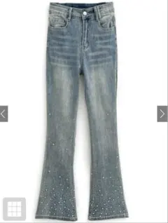 GRL ビジューデニム フレアパンツ at2310 M