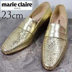 【極美品】マリークレール 23 ローファー スリッポン 編み込み ゴールドのサムネイル