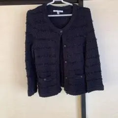 UNIQLO ノーカラー ニットジャケット ブラック S