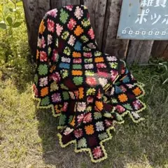 古着 ビンテージ 70s メッシュ ホワイト グラニー ブランケット 大判
