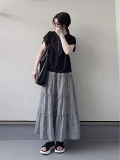 GU ティアードマキシスカート　ギンガムチェック