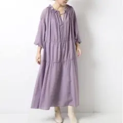 Spick&Span ティアードロングワンピース ゆったり マキシ丈 紫