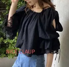 NICE CLAUP 前後2way 羽織りブラウス　　黒のサムネイル