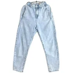 ZARA ライトブルー デニム テーパード ハイウエスト　ゴム　EUR32 ザラ