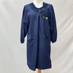 【訳あり】⑤割烹着　ナイロン　エプロン　花　ブーケ