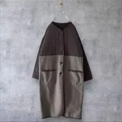 ★美品◆オードリーアンドジョンワッド◆ ヘリンボーン×キルト切替コート