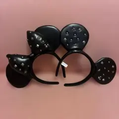 東京ディズニーリゾート ミッキー ミニー スタッズ レザー カチューシャ セット
