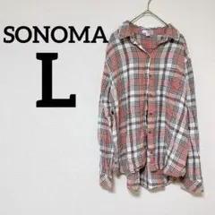 美品✨SONOMA ソノマ 【L】チェック柄 長袖シャツ ピンク ネルシャツ