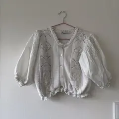 ZARA ホワイト　コットンカーディガン