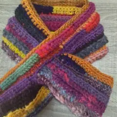 手編み多種毛糸ハンドメイドミニマフラーおもに野呂栄作毛糸使用