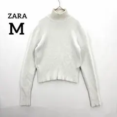ザラ モヘアニット 長袖 M 白 ハイネック 綺麗め 上品 大人カジュアル 洒落