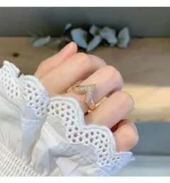 v24即日発送☆ジルコニアピンクゴールドリング☆指輪フリーサイズ370