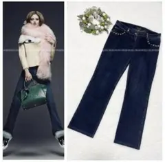 本物 フェンディ スタッズ付 デニム パンツ ジーンズ ジーパン 40 濃紺